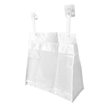 Imagem de Yosoo Organizador de Brinquedos de Banho de Malha Respirável Com Fundo, Ganchos e Laços Fortes para Armazenamento de Brinquedos Infantis, Sem Instalação de Broca, 1 Pacote (Branca)