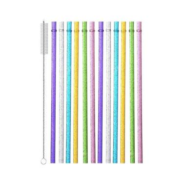 Imagem de Canudos Reutilizáveis Com Glitter, Pacote Com 12, Para Copos Stanley D