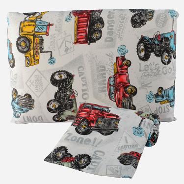 Imagem de Jogo Cama Lençol Diverkids Solteiro Infantil Malha Soft 100% Algodão 2 Peças - Carros Vermelho