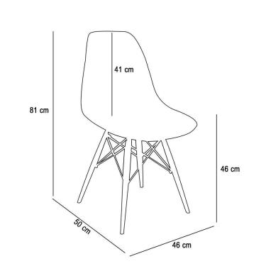 Imagem de Cadeira Para Sala De Jantar Kit4 Eiffel Eames Preto Base Madeira R02 - D'rossi