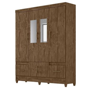 Imagem de Guarda Roupa Casal Ms912 6 Portas Castanho Wood Com Espelho - Moval