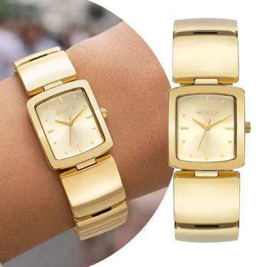 Imagem de Relógio Feminino Dourado Analógico de Pulso com Caixa e Pulseira de Aç