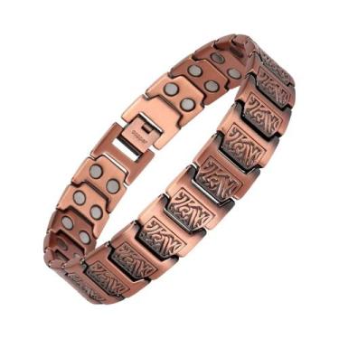 Imagem de Pulseira De Terapia Magnética De Cobre Puro Masculina, 3500 Gauss, 3X 