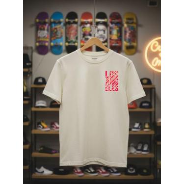 Imagem de Camiseta Masculina LA California Estampa Colorida Algodão Penteado Cam