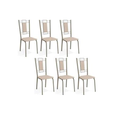 Imagem de Cadeira De Cozinha Florença 2c005nk Aço Kit 6 Un Niquel Nude 16