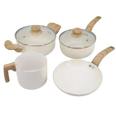 Imagem de Conjunto Jogo 4 Panelas Antiaderente Vanilla Tampa de Vidro Indução El