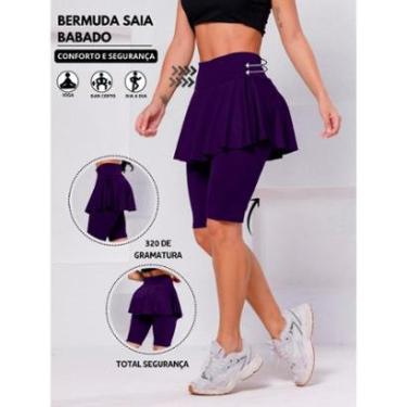 Imagem de Bermuda Saia Babado Cintura Alta Tapa Bum Bum Suplex Feminina-Feminino