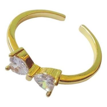 Imagem de Anel Falange Pedra Zirconia Festa Dourado Coração Delicado - De Castro