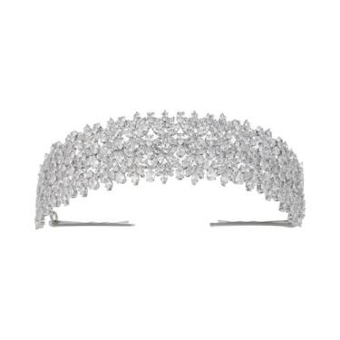 Imagem de Tiara De Zircônia Cúbica Feminina Elegante Para Noivas, Joia De Cabelo