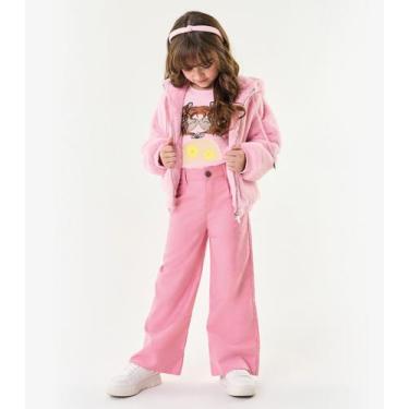 Imagem de Calça Infantil Feminina Wide Leg Trick Nick Rosa, 6, Rosa