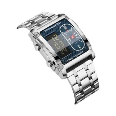 Imagem de Relógio Esportivo Masculino Quadrado Com LED, Aço Inoxidável, À Prova 