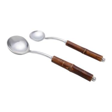 Imagem de 2 Conchas com Cabo de Bambu Wolff de Aço Inox