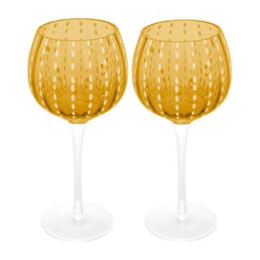 Imagem de 2 Taças para Vinho Wolff Orquídea de Vidro Âmbar 450ml