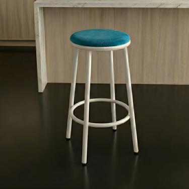 Imagem de Banqueta Alta Cozinha Redonda Sem Encosto Luna Estrutura Branca:azul Turquesa