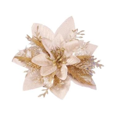 Imagem de Flores Artificiais Com Glitter Para Decoração De Árvore De Natal, Aces