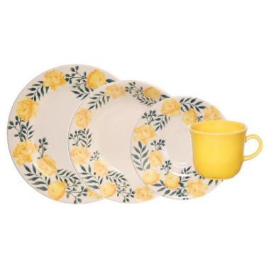Imagem de Aparelho de jantar 16 peças cerâmica Alice amarelo - Etilux, Colorido