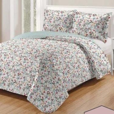 Imagem de Kit Cobre Leito Colcha Daily King 3 Peças Dupla Face Estampado - Floral 53 - 100% Polié...