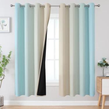 Imagem de Cortina Estelar Textiler Ombre Aqua Beige 132x183 cm 2 painéis