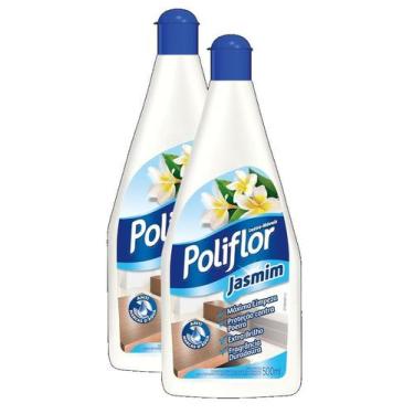 Imagem de 2 Lustra Móveis Poliflor Jasmim Limpa Brilho Tira Pó 500ml
