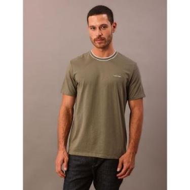 Imagem de Camiseta Calvin Klein Manga Curta Gl Alta c Listra Oliva-Masculino