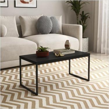 Imagem de Mesa Centro Sala pés de ferro 60x40 Tampo MDF Carmin Preto Fosco - Ofe