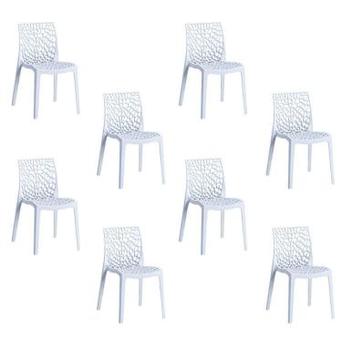 Imagem de Kit 8 Cadeiras Vazadas em Polipropileno Gruvyer Espresso Móveis Branco
