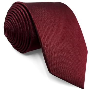 Imagem de S&W SHLAX&WING Conjunto de gravatas longas de seda de casamento vermelho sólido para ho...