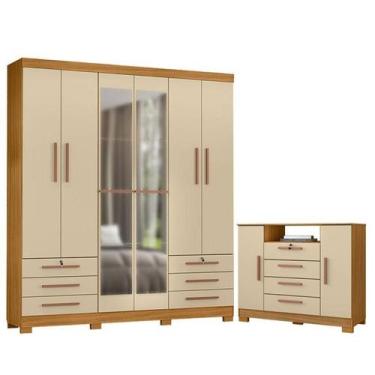 Imagem de Cômoda Madri e Guarda Roupa Casal Londres com Espelho Carvalho America