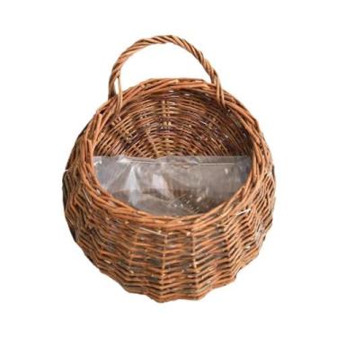 Imagem de Cesto De Parede Artesanal De Vime E Rattan Para Plantas E Flores - Sup