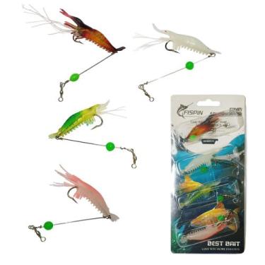 Imagem de Isca Artificial Para Pesca 4 Camarao Peixe Robalo Truta Salmao Pescari