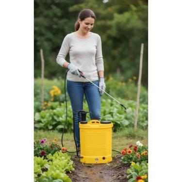 Imagem de Pulverizador Costal 18L Bateria 12V Ergonômico Amarelo - Congratulatio