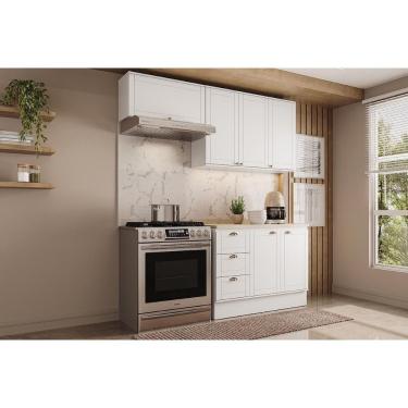 Imagem de Cozinha Completa Bella C3P24 6 Portas 3 Gavetas MDF 320 cm Branco com Tampo Kit 3 Módulos