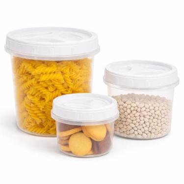 Imagem de Potes Mantimentos Herméticos Kit 3 com Tampa Rosca BPA Free Organizado