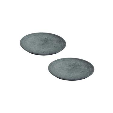 Imagem de Kit 2 Pratos Raso Redondo Pedra Sabão Sobremesa e Bolos 22cm - Industr