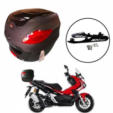 Imagem de Baú Moto Universal Awa 41 L com Suporte Adv 150, Preto brilhante
