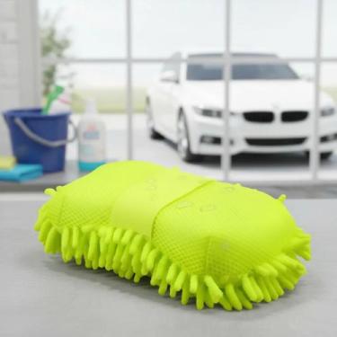 Imagem de Esponja Microfibra Com Pegador Multiuso Lavagem Automotiva Carros Moto