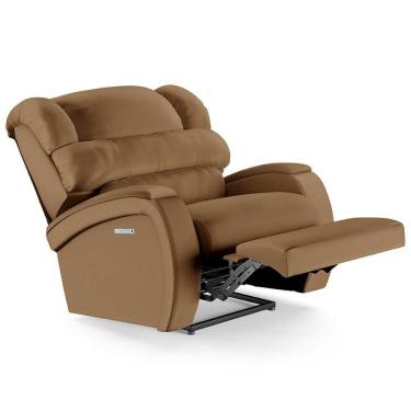 Imagem de Poltrona Do Papai Reclinável Kalie Elétrica Botão Led Fh9 Pu Caramelo - Mpozenato