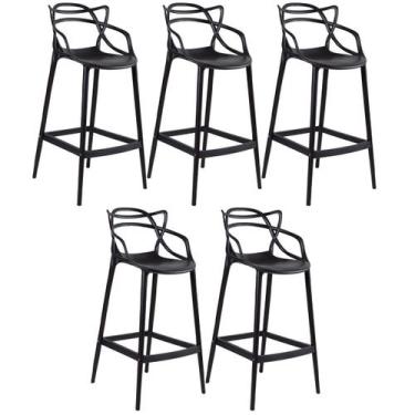 Imagem de Kit 5 Banquetas Laráz Master Allegra 76 cm - Preto - Laraz
