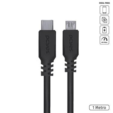 Imagem de Cabo Usb Tipo-c Para Micro Usb B 2.0 Preto 1 Metro Pucmp-1