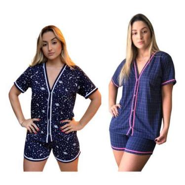 Imagem de Kit 2 Pijamas Feminino Americano Adulto Curto Malha Gestante - PIJAMAS