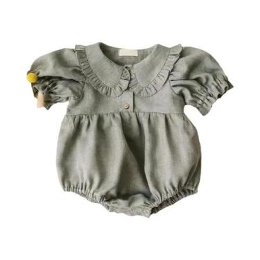 Imagem de Macacão De Verão Em Linho E Algodão Para Bebê Menina, Playsuit De Uma 