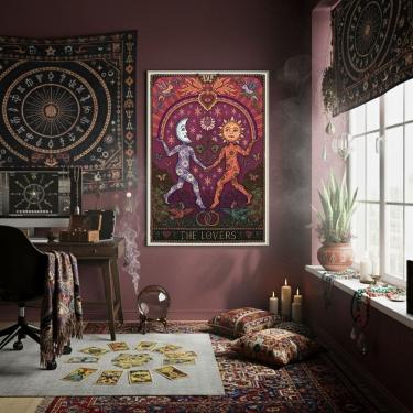 Imagem de Quadro Decorativo Sol E Lua Amantes 70x50cm Mold Branca