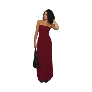 Imagem de Vestido Longo Preto Sem Alças Com Manga Comprida Para Mulheres, Elegan
