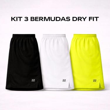 Imagem de Kit 3 Bermudas Masculinas Dry Esportivas Academia Treino Futebol Conforto Performance L...