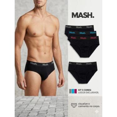 Imagem de Kit 3 Cuecas Slip Algodão Mash Elástico Largo Sortido com Forro, M