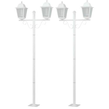 Imagem de Kit 2 Postes 210cm Luminária Externo de Chão Clássicos Dital Branco Jardim Praças Resid...