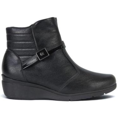 Imagem de Bota Cano Curto Anabela Piccadilly Maxi 117136 Feminino, Preto, 37