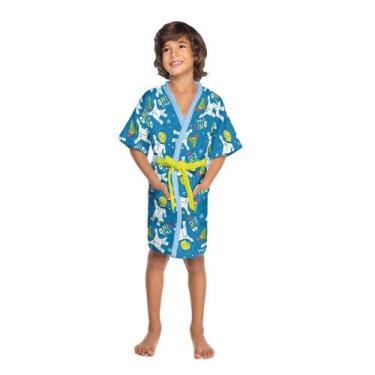 Imagem de Roupão de Banho Piscina Infantil Aveludado Quimono Estampado - Lepper