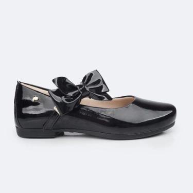Imagem de Sapato Infantil Menina Pampili Angel com Laço Removível Verniz Preto, 
