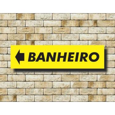 Imagem de Placa Aviso Banheiro Seta Esquerda Amarela - Costa Comunicação Visual 